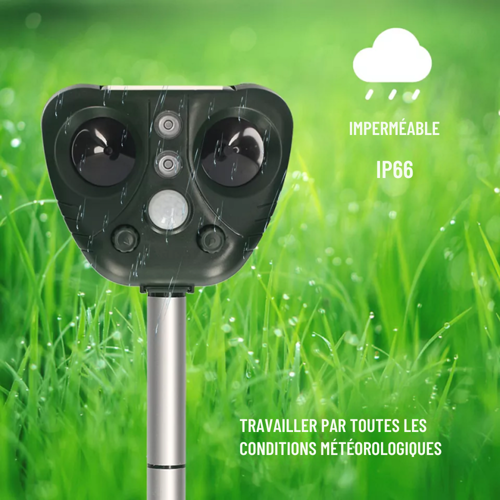 Répulsif à Oiseaux Ultrasonique | Dispositif Solaire avec Capteur de Mouvement pour Jardin