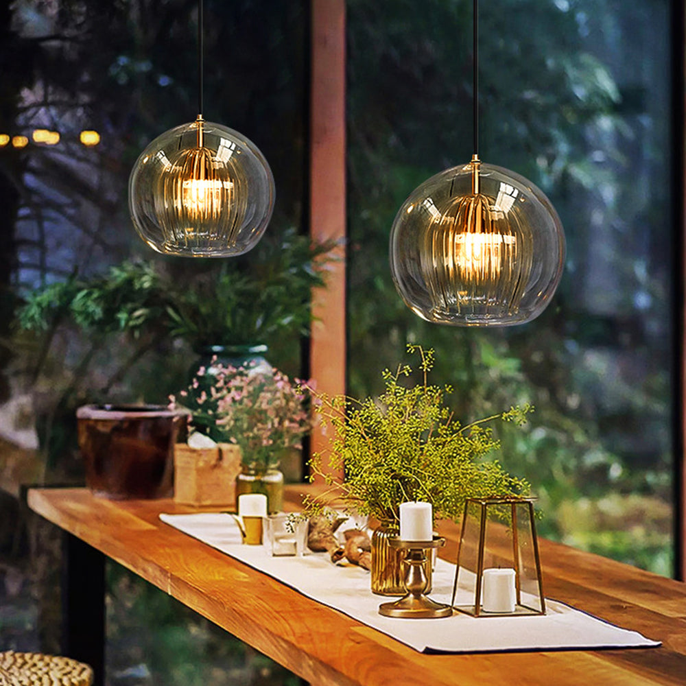 Lampe Suspendue | Globe En Verre Transparent, Ambre 2