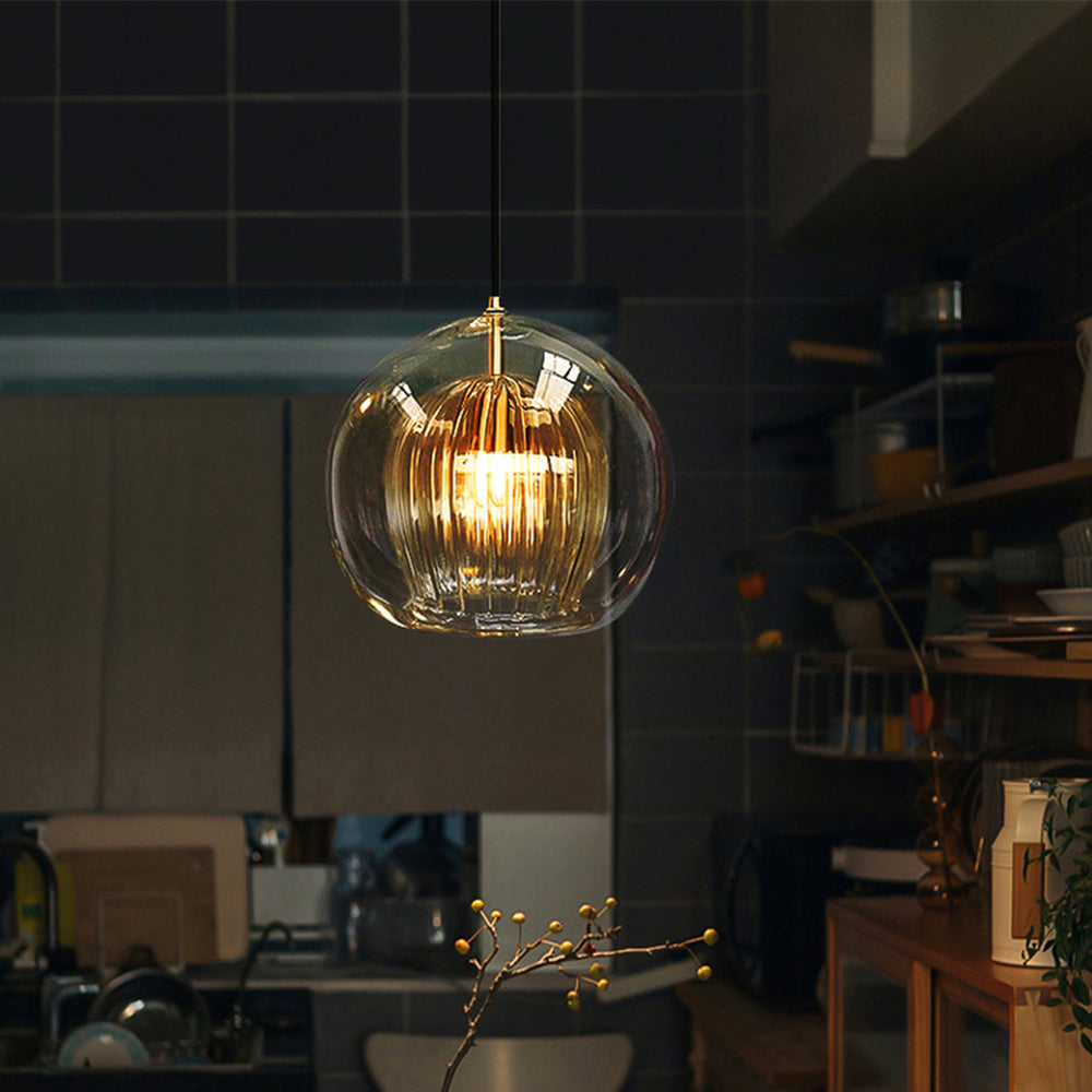 Lampe Suspendue | Globe En Verre Transparent, Ambre 9