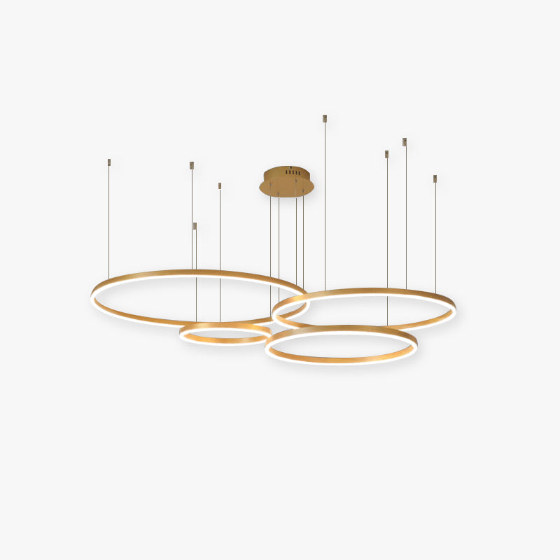 Lampe à Suspension | Anneau LED Métal Noir, Or, Café Réglable 1