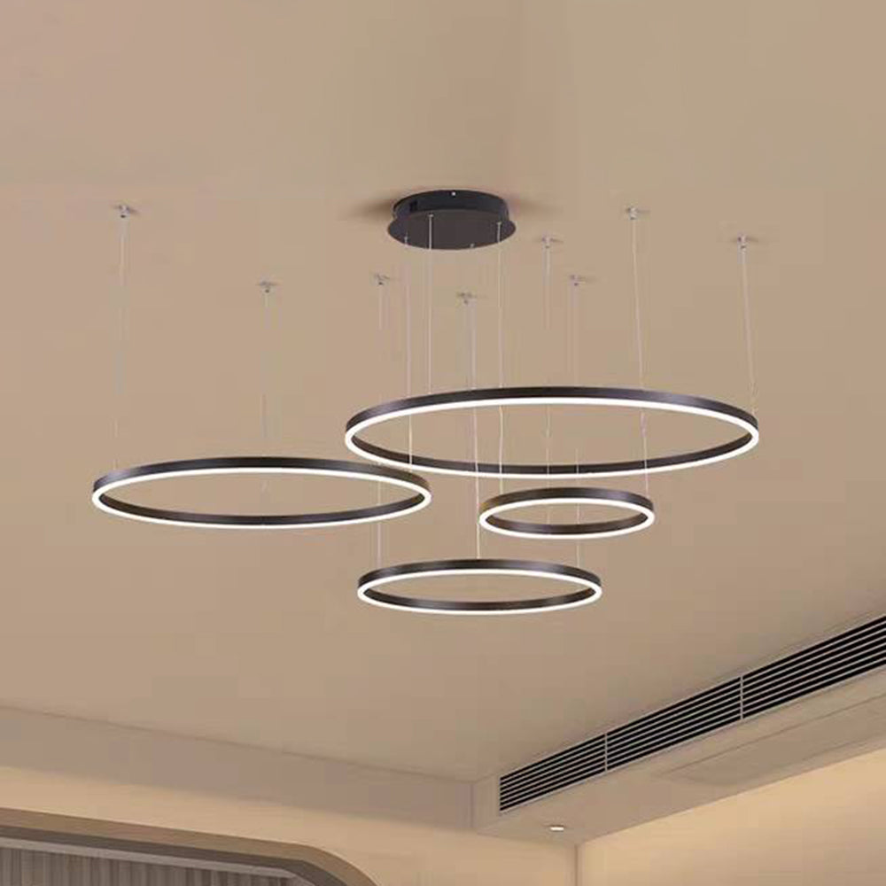 Lampe à Suspension | Anneau LED Métal Noir, Or, Café Réglable 13