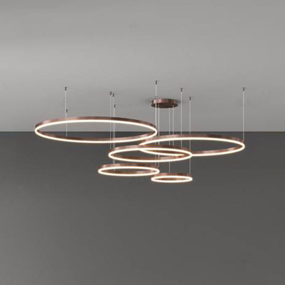 Lampe à Suspension | Anneau LED Métal Noir, Or, Café Réglable 17