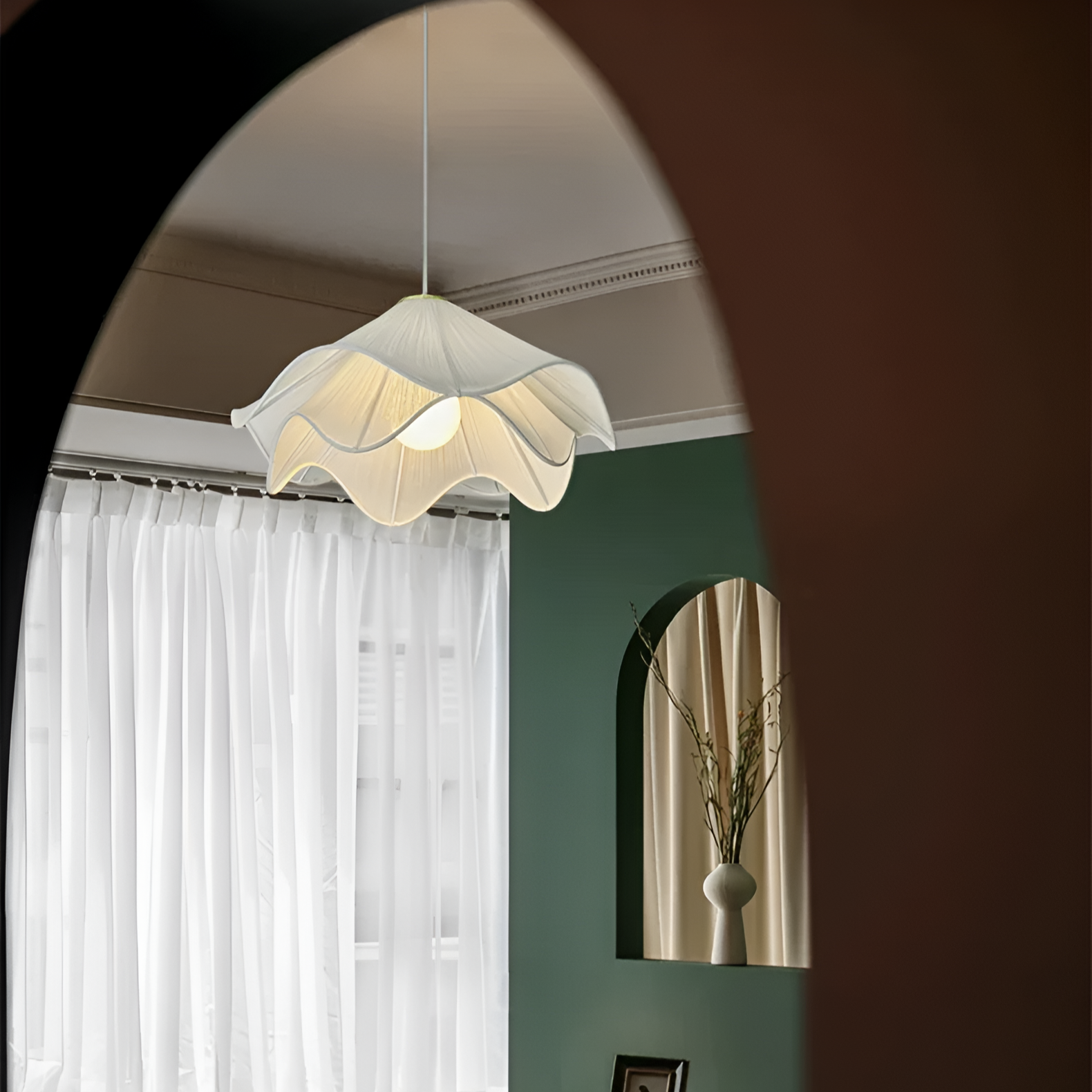 Lampe à suspension | Abat-jour en tissu, Hauteur réglable 7
