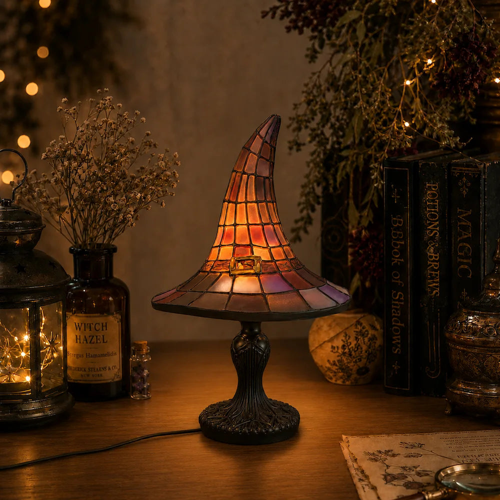 Lampe de table | Panneaux mosaïques colorés, Base en résine sculptée 0
