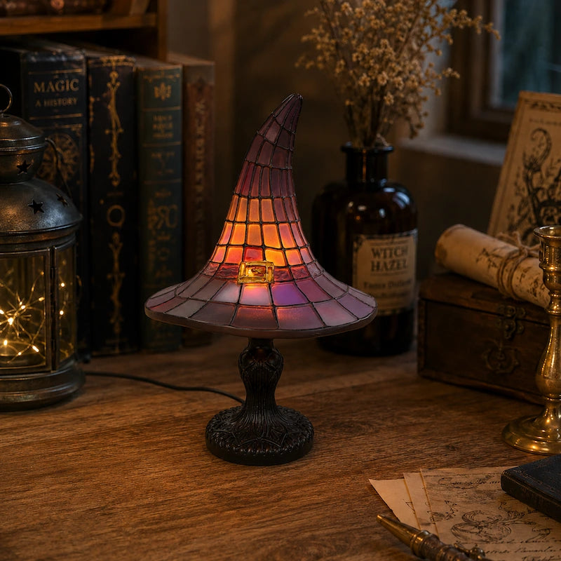 Lampe de table | Panneaux mosaïques colorés, Base en résine sculptée 7