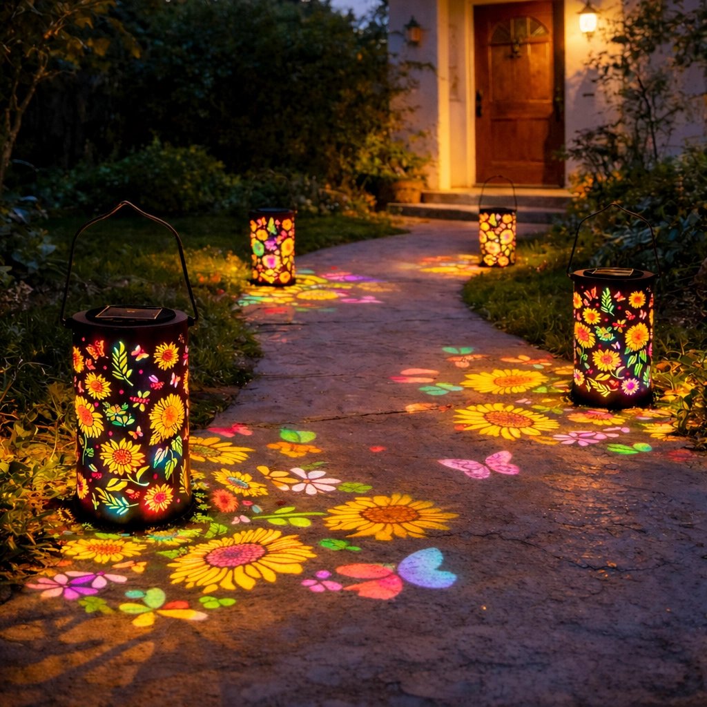 Lanterne Solaire Extérieur | Découpes Florales, Métallique 1