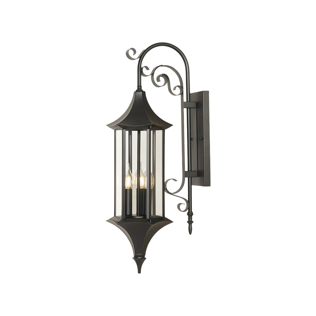 Lanternes Murales Extérieures Vintage Européennes - Lot de 2 Appliques Noir Mat avec Verre Semi-Transparent 0