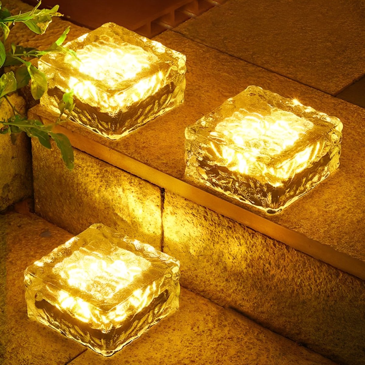 Lumière Solaire Extérieur | Design Carré en Verre Imitation Cristal 0