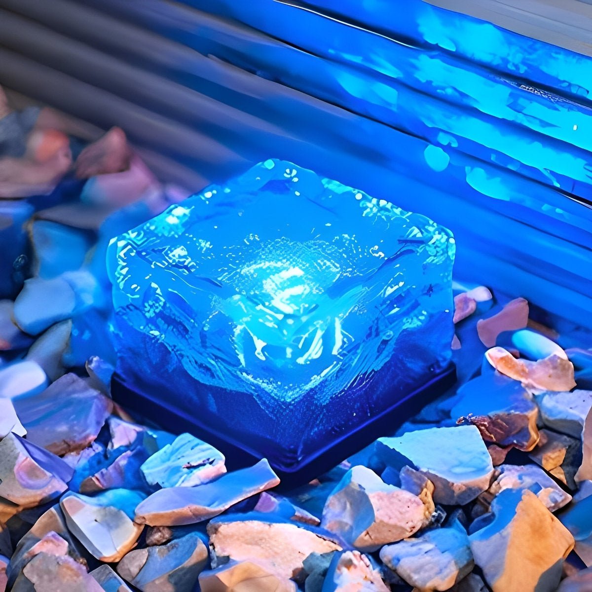 Lumière Solaire Extérieur | Design Carré en Verre Imitation Cristal 5