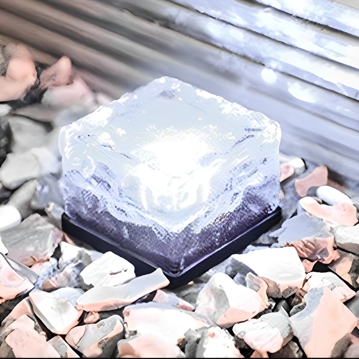 Lumière Solaire Extérieur | Design Carré en Verre Imitation Cristal 7