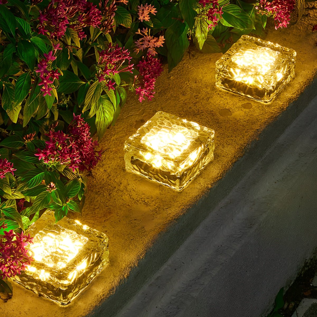 Lumière Solaire Extérieur | Design Carré en Verre Imitation Cristal 8