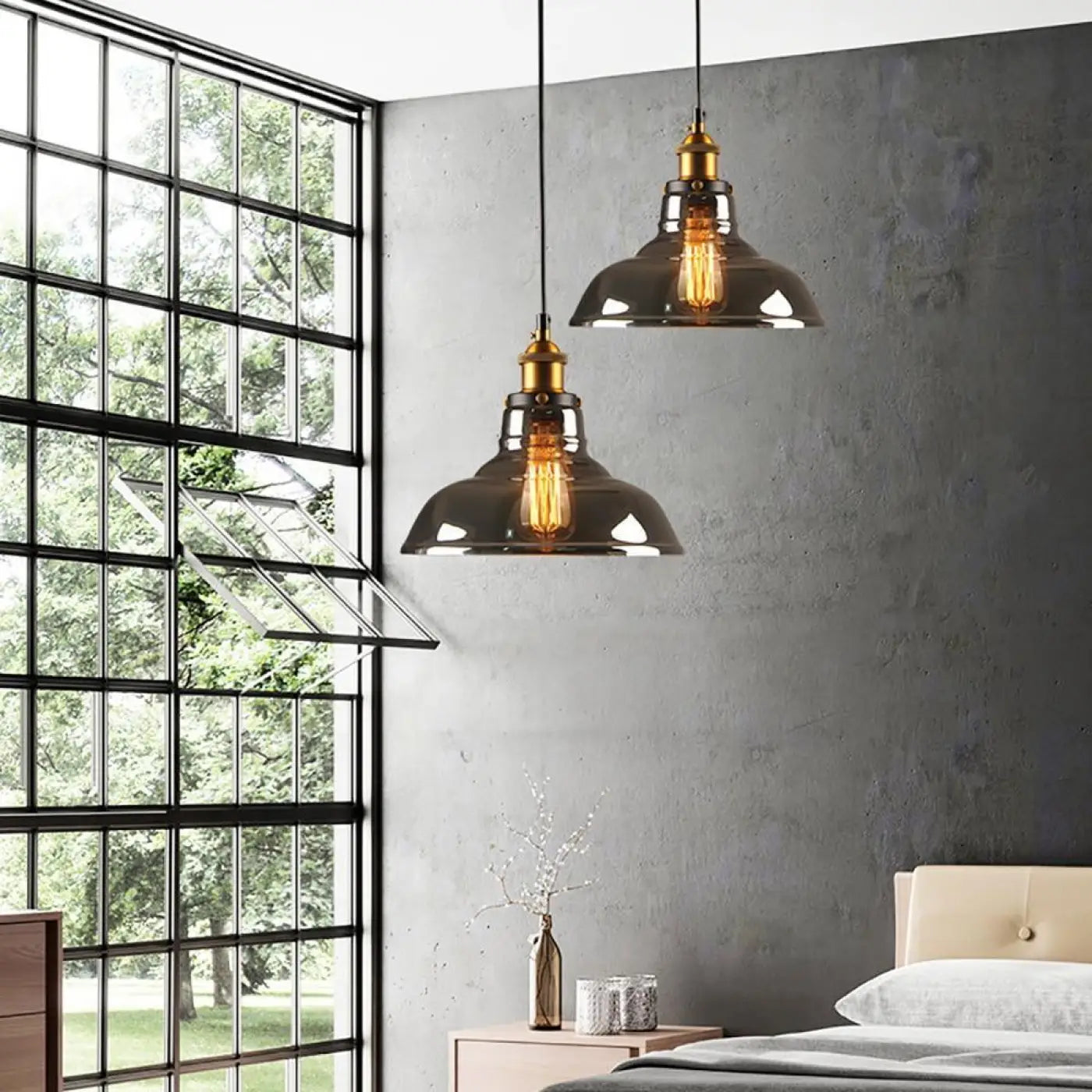 Luminaire Suspendu | Verre Fumé, Design Épuré 3