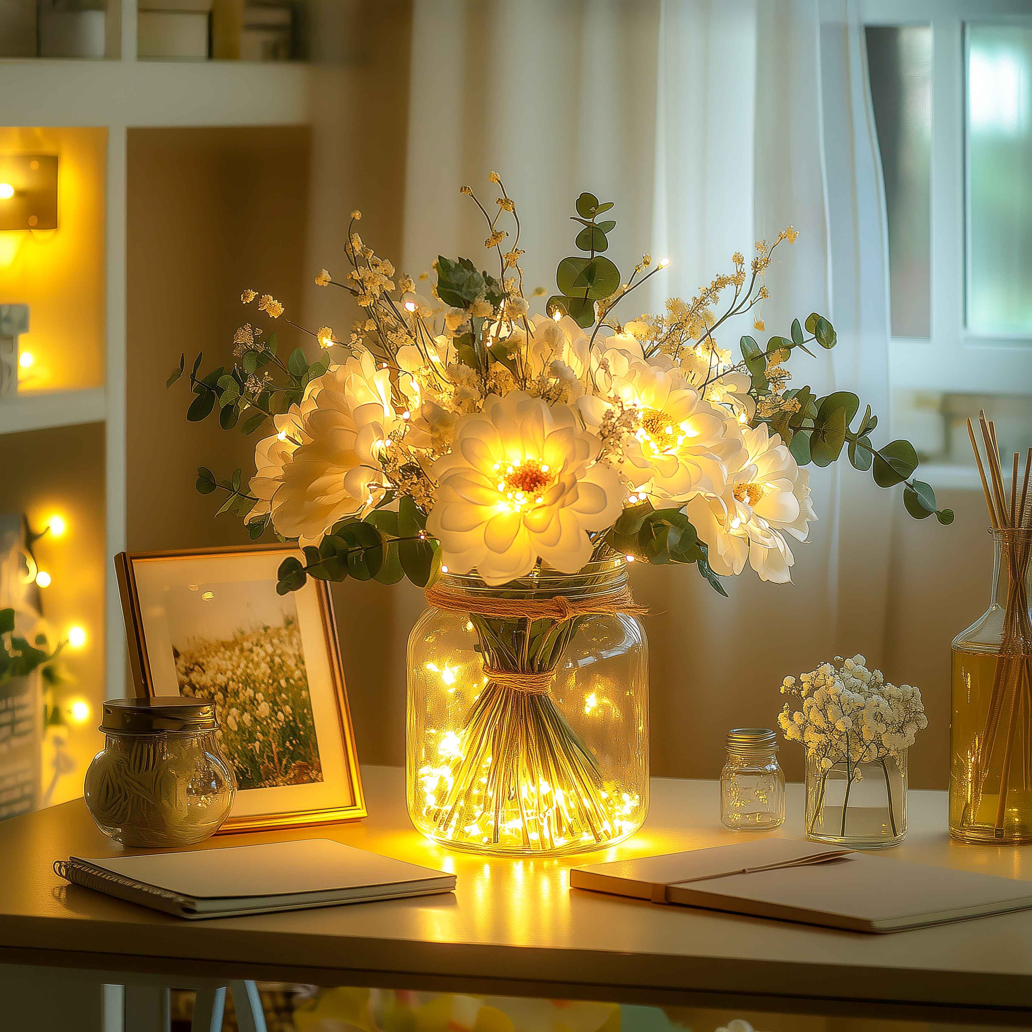 Bouquet BloomGlow – Lampe déco LED blanc chaud pour salon