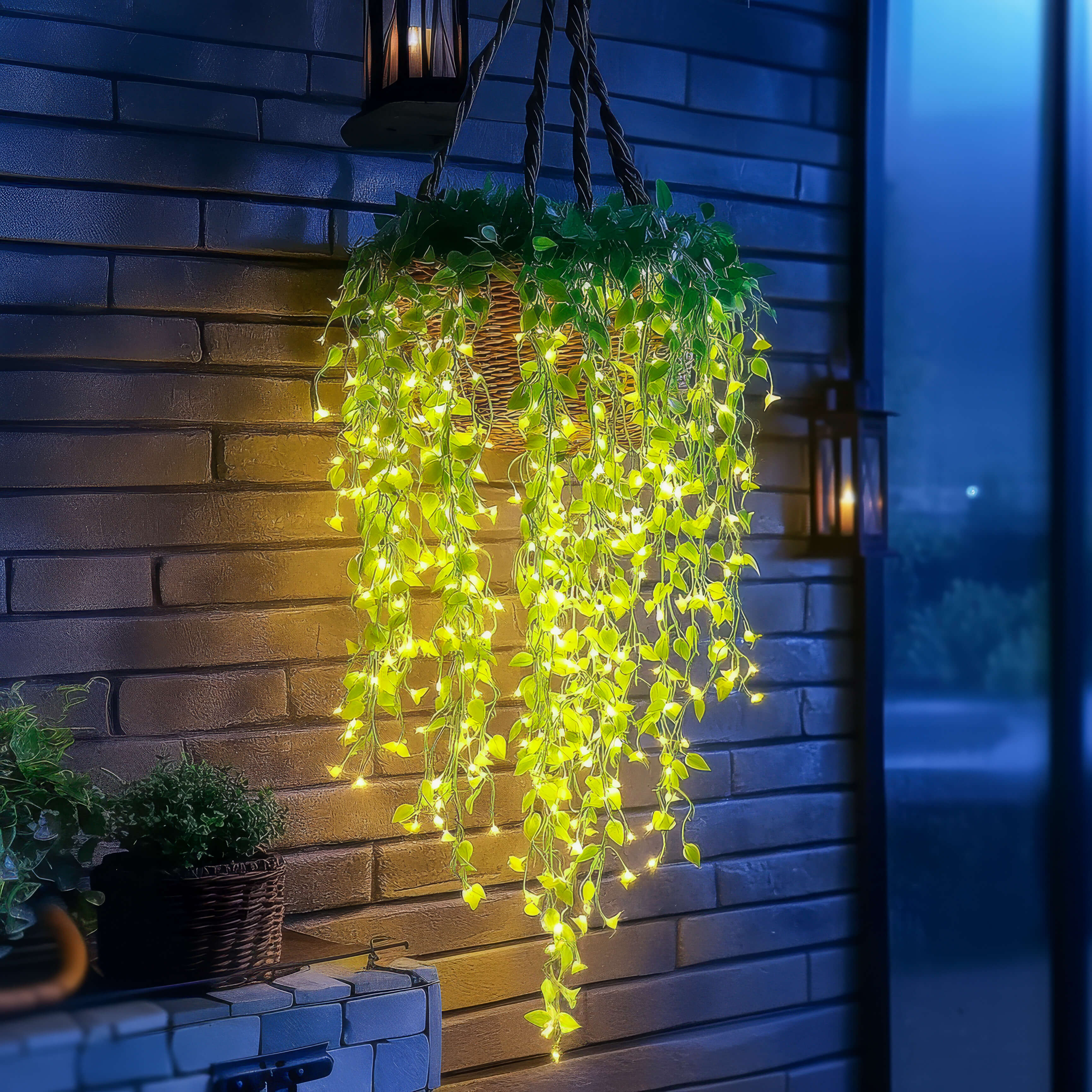 Lampe LED en forme de vigne florale lumineuse en blanc chaud pour le jardin