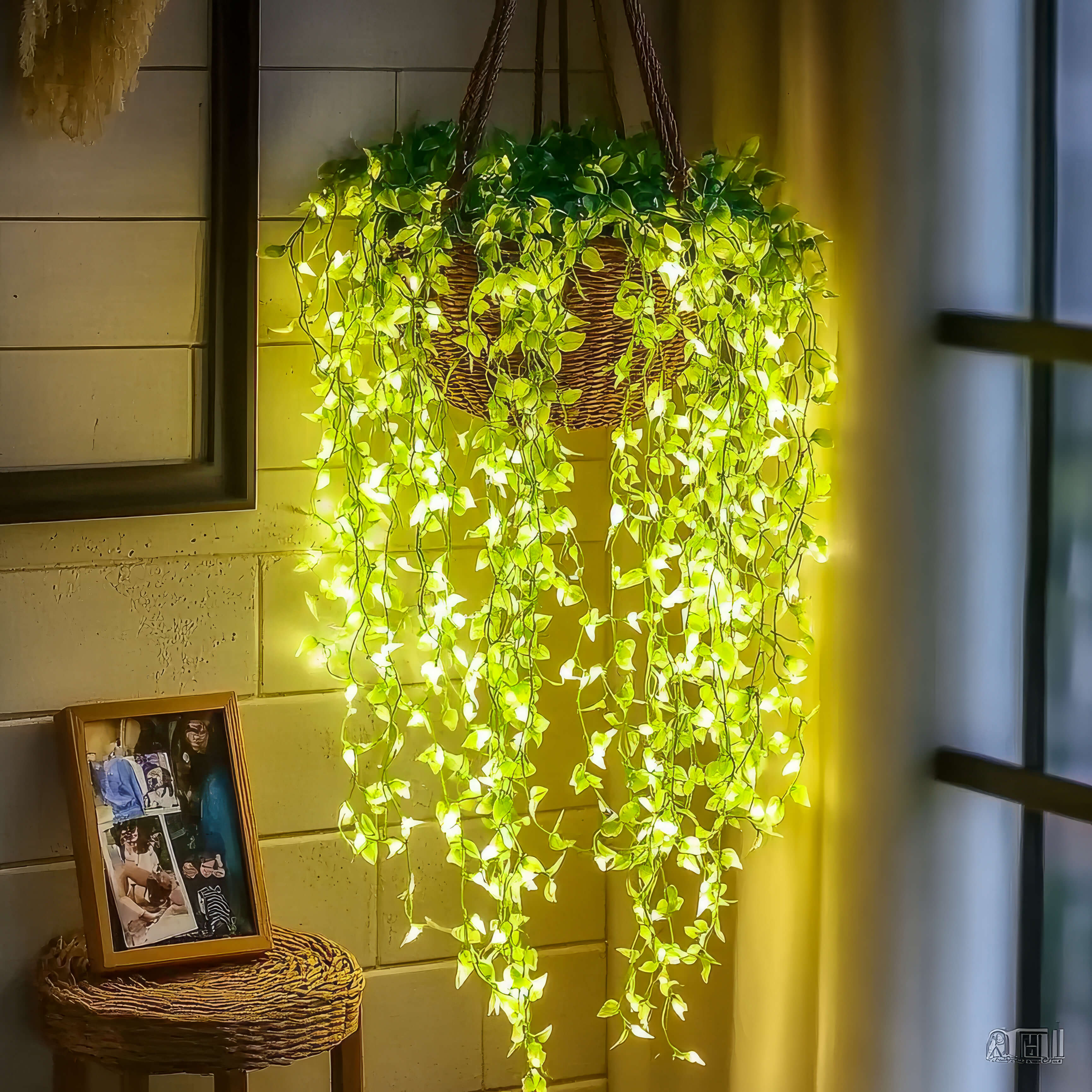 Lampe LED en forme de vigne florale lumineuse en blanc chaud pour le jardin