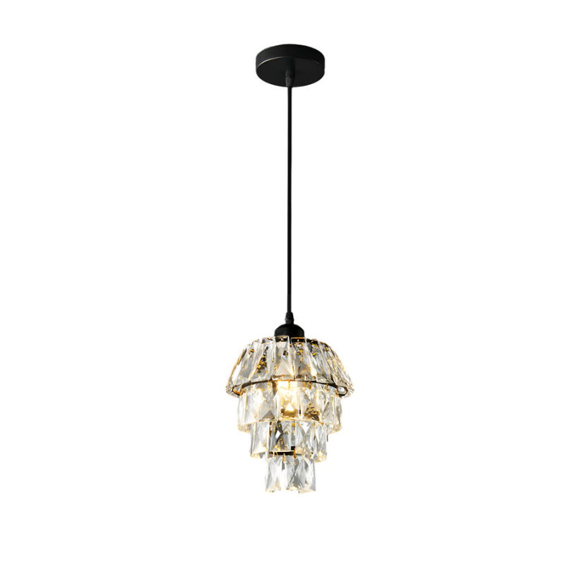 Aurélia – Mini Lustre Cristal Moderne Or et Noir Salon
