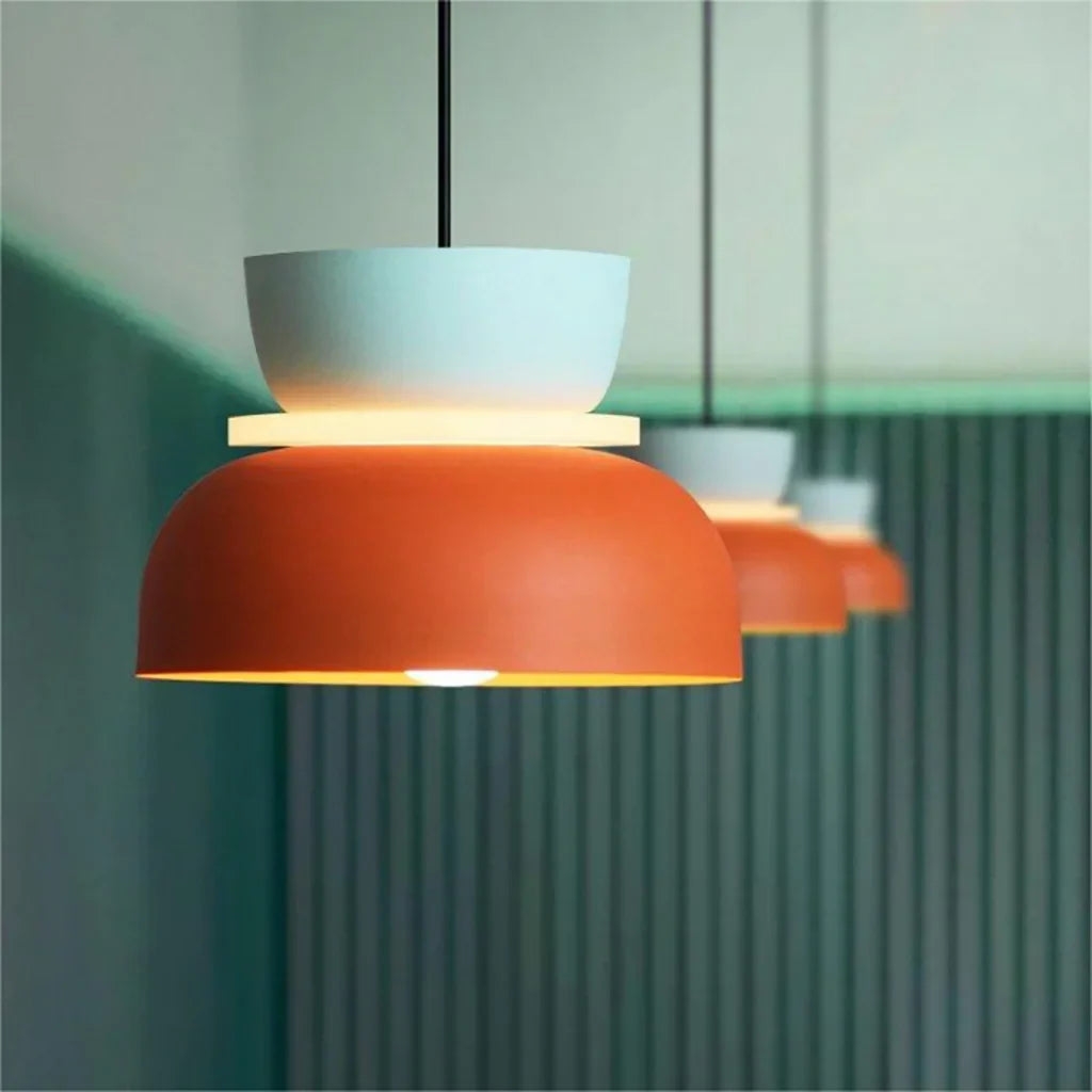 Suspension Nordique Color Block LED – Finition Colorée – Salon
