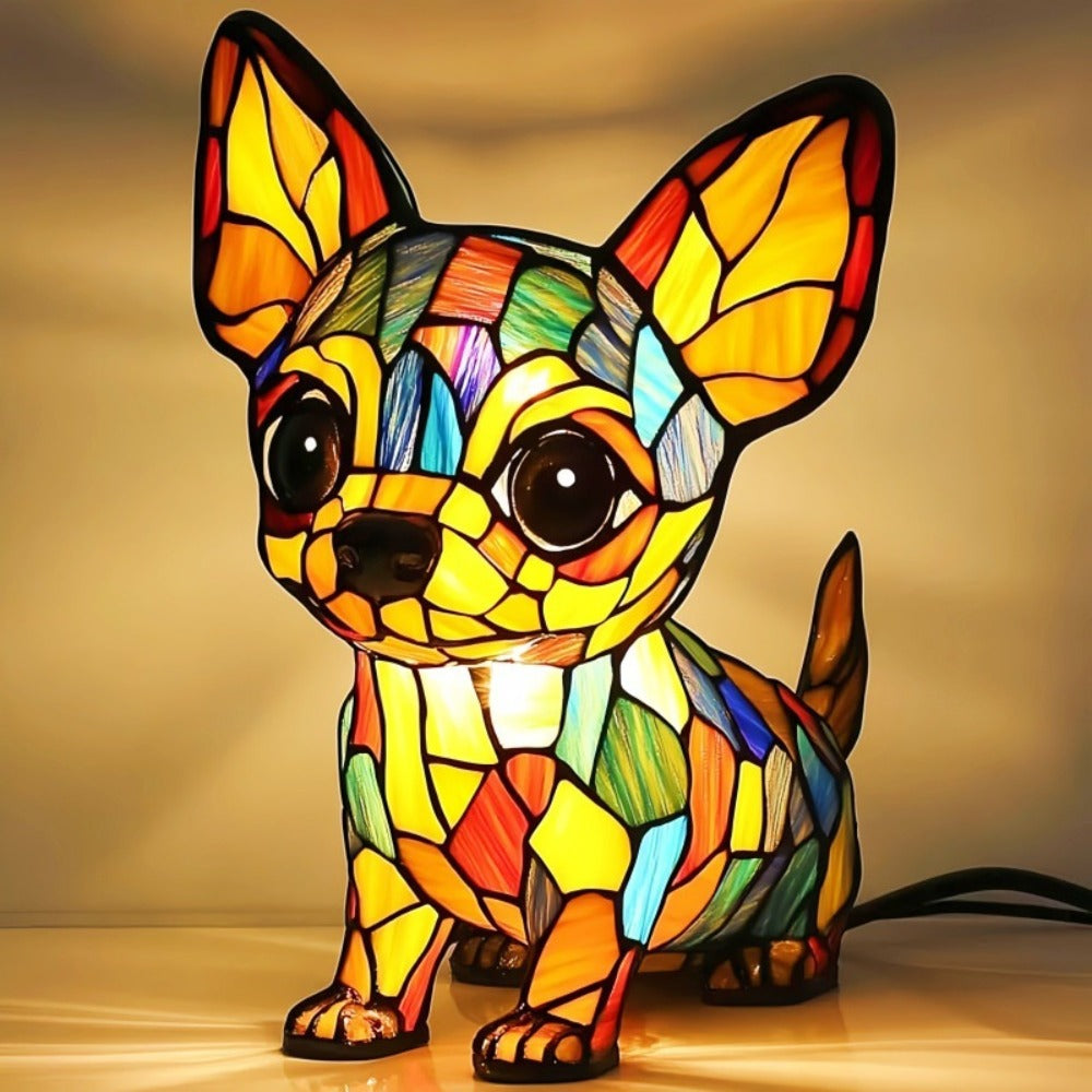 Lampe LED moderne style Chihuahua, lumière chaude, intérieur cosy