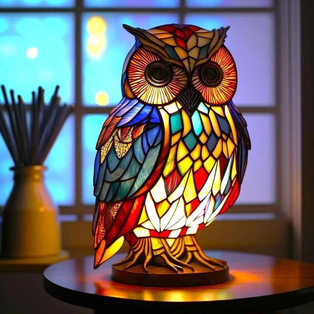 Lampe LED Hibou Cristal, style vintage, intérieur décoratif