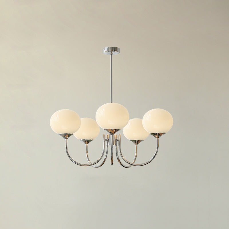 Lumora – Lustre Moderne en Verre Blanc, Salon, Design Doux