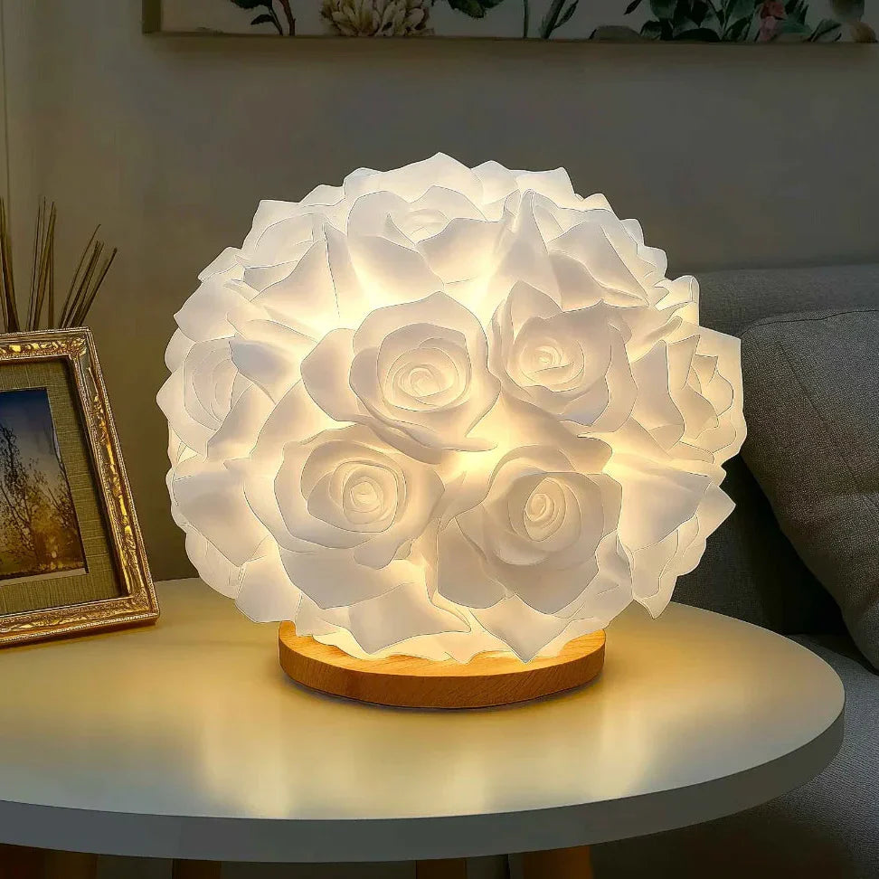 Lampe décorative à roses lumineuses avec une lueur chaude