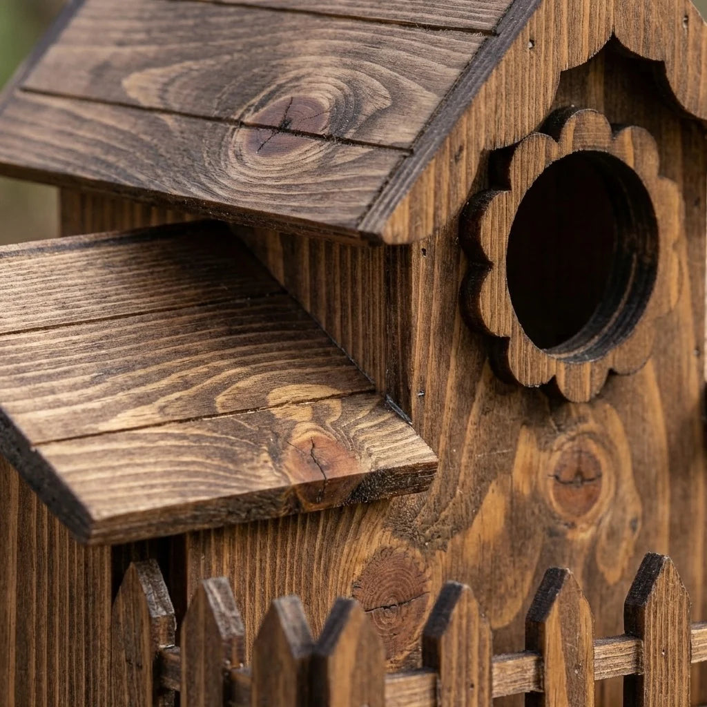 Nichoir à oiseaux | Bois de chêne massif, Entrées multiples 7