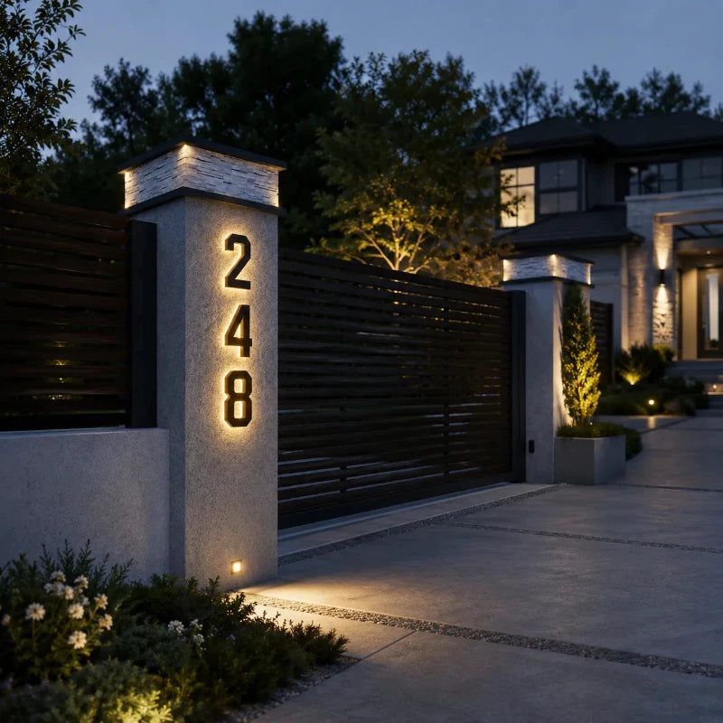 Numéro de maison solaire | Éclairage automatique, Boîtier IP44 8