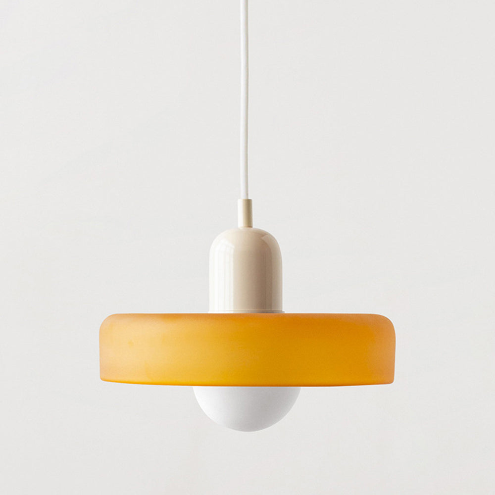 LuminoBau – Suspension Bauhaus en Verre Coloré, Design Moderne, Intérieur