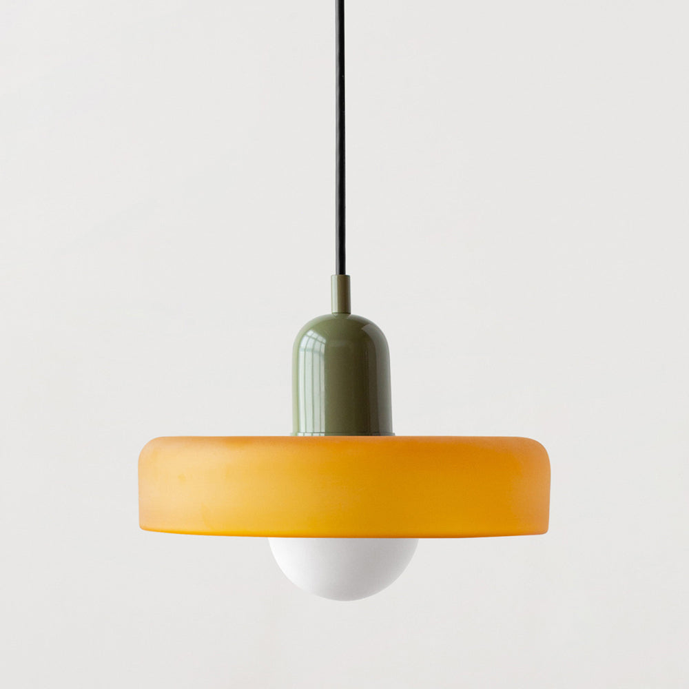 LuminoBau – Suspension Bauhaus en Verre Coloré, Design Moderne, Intérieur