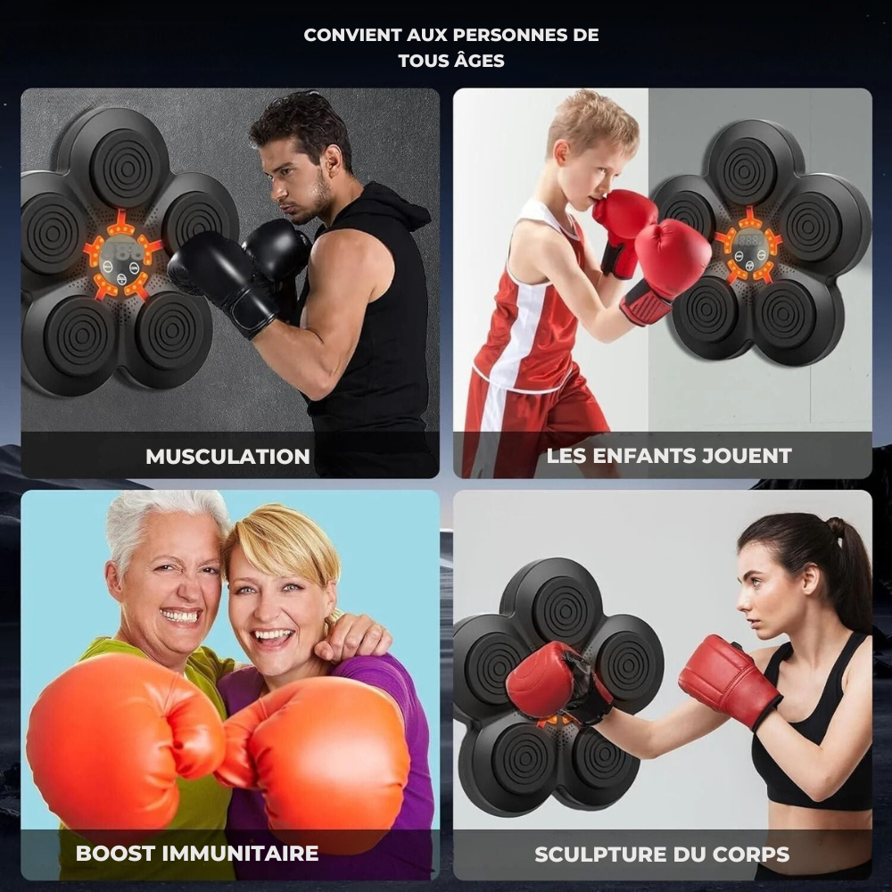 Machine de Boxe | Entraîneur de Frappe Interactif, Bluetooth, Fixation Muraleh
