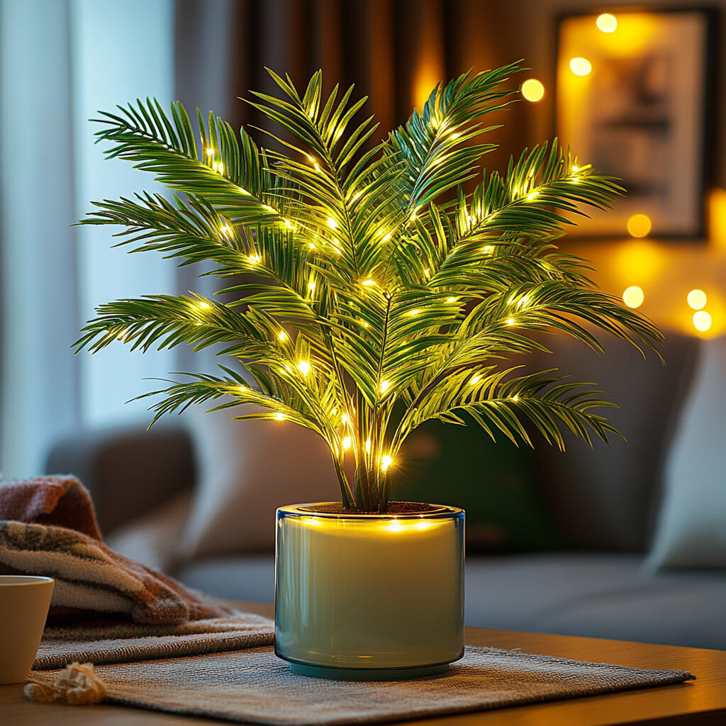 Lampe LED Palmenzauber – Feuilles tropicales, Vert pour intérieurs