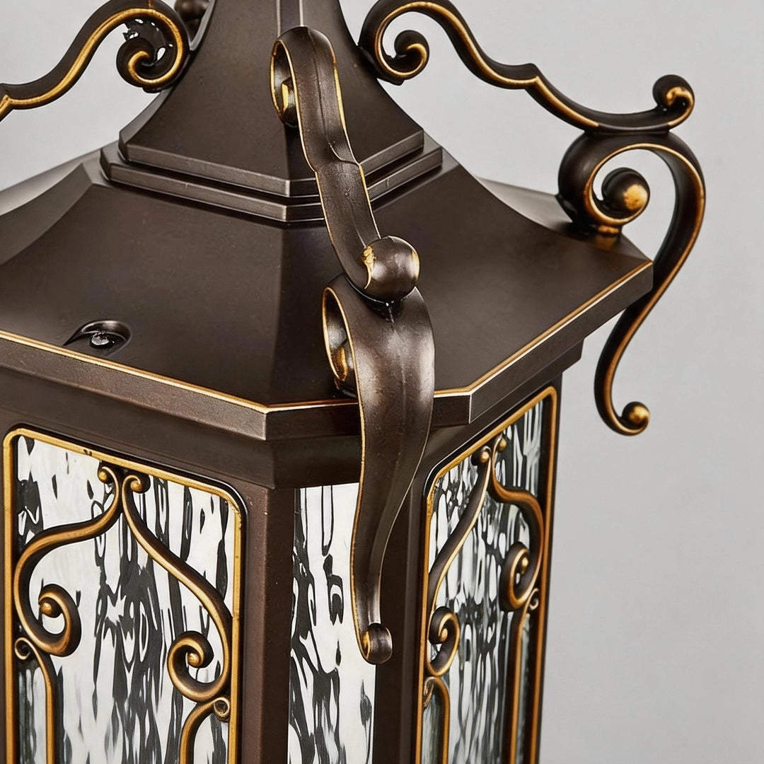 Pilier de Lanterne Extérieure Vintage Européen en Aluminium et Verre pour Éclairage Élégant 8