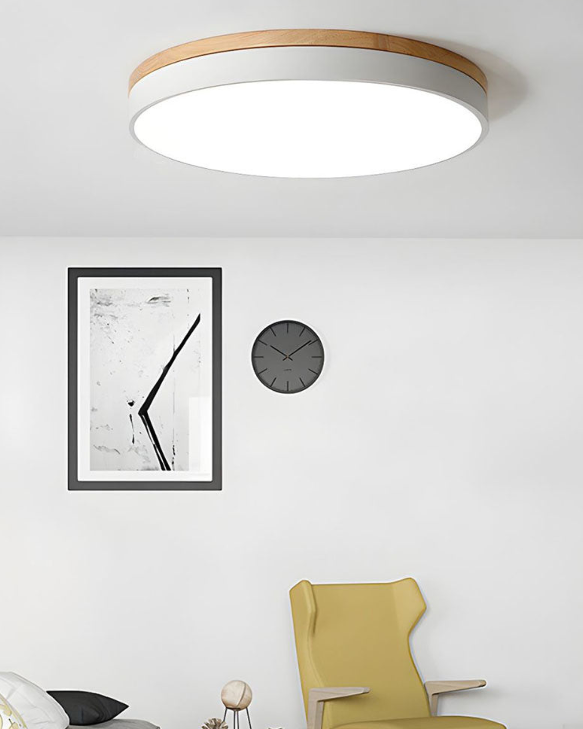 Plafonnier Design | Forme Ronde, Détail En Bois, Ruban Vert 3