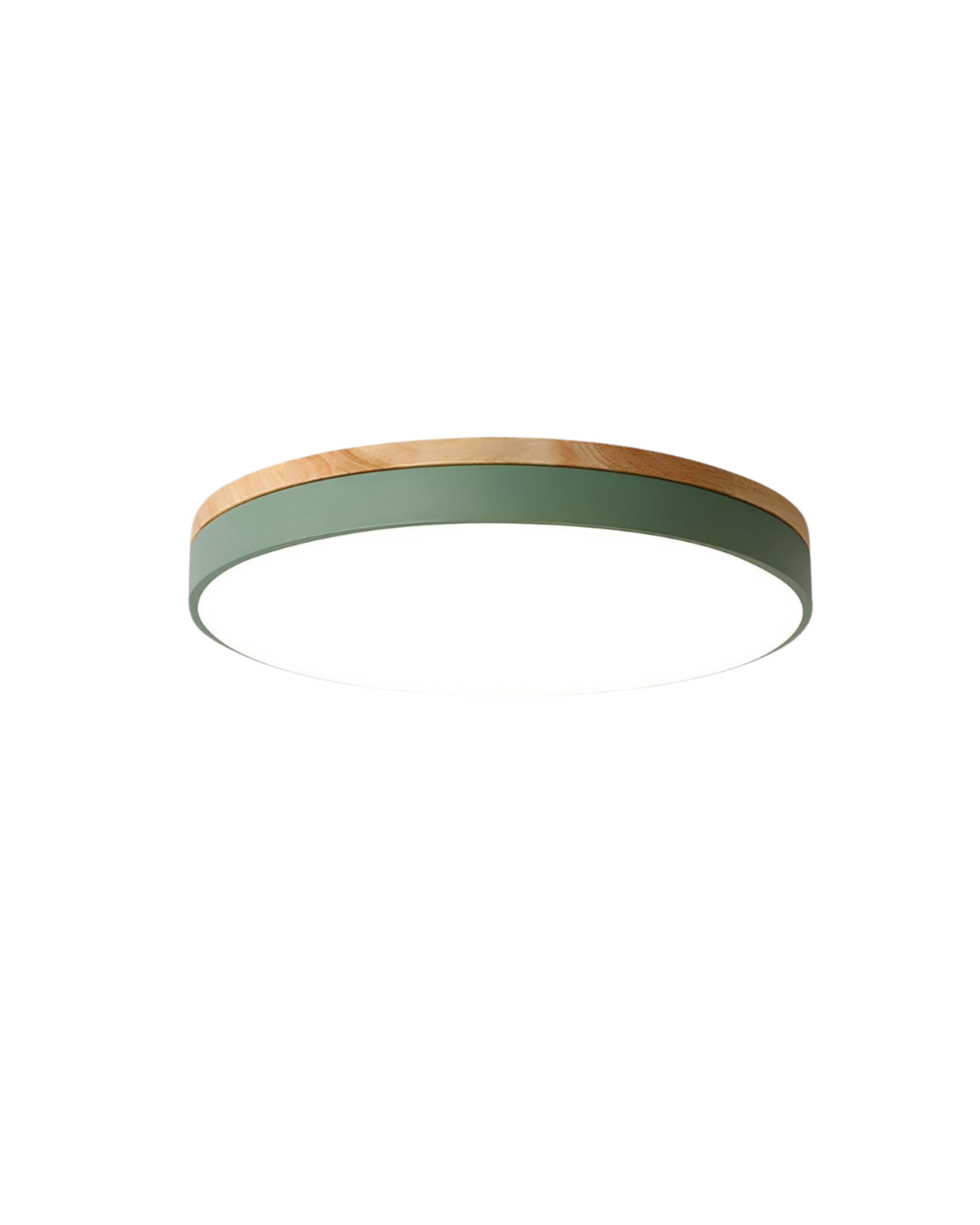 Plafonnier Design | Forme Ronde, Détail En Bois, Ruban Vert 4