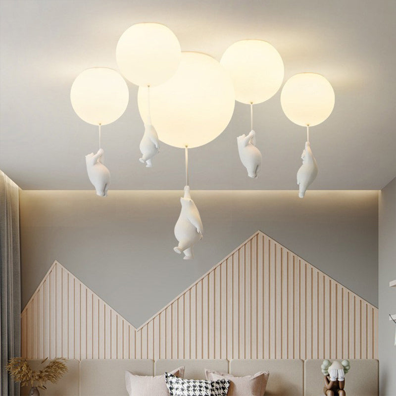 Plafonnier LED | Abat-jour Ours Blanc en Résine et Acrylique 7