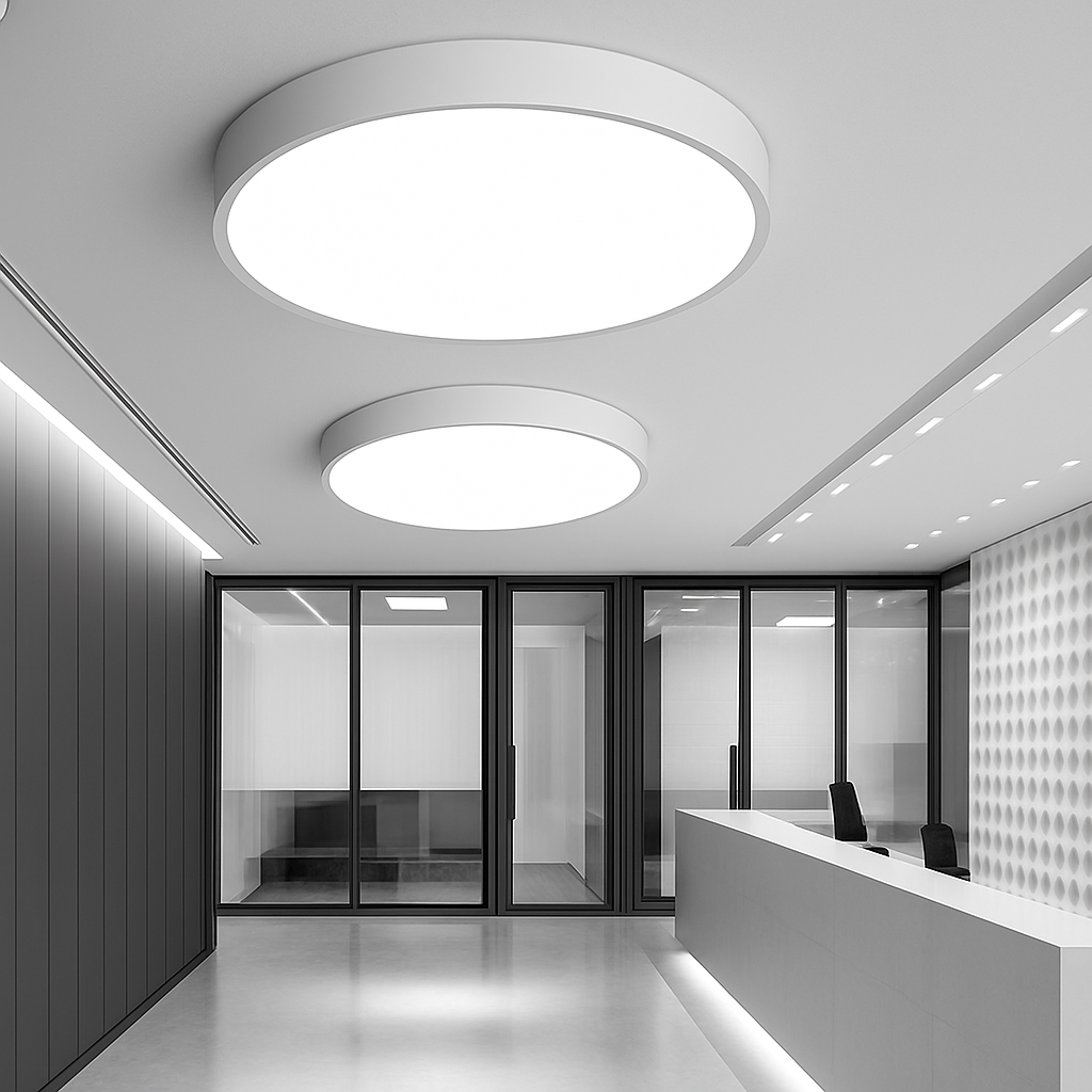 Plafonnier LED | Arrondi, Profil Plat, Verre Dépoli 1