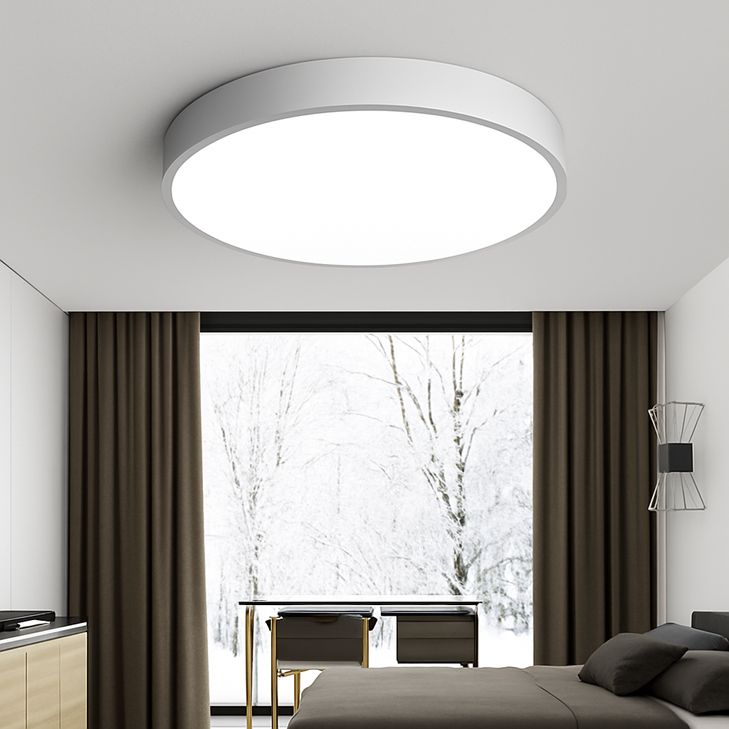 Plafonnier LED | Arrondi, Profil Plat, Verre Dépoli 4