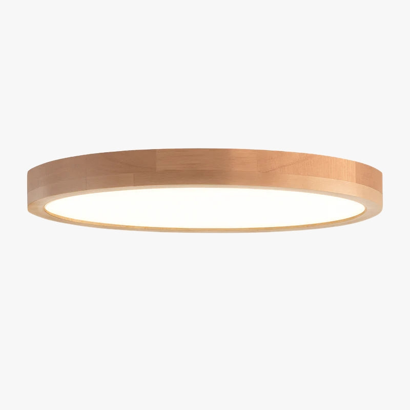 Plafonnier LED | Rond, Bois Naturel, Profil Fin 0
