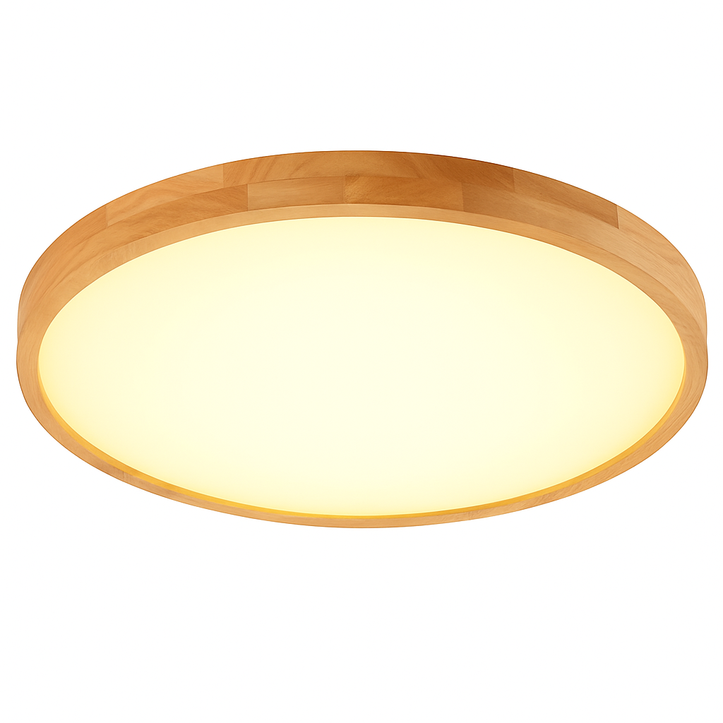 Plafonnier LED | Rond, Bois Naturel, Profil Fin 3