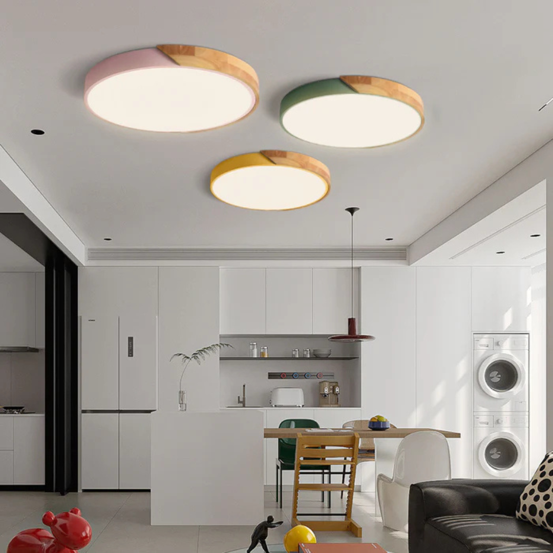 Plafonnier LED en Bois | Design Scandinave, Diffuseur Acrylique 1