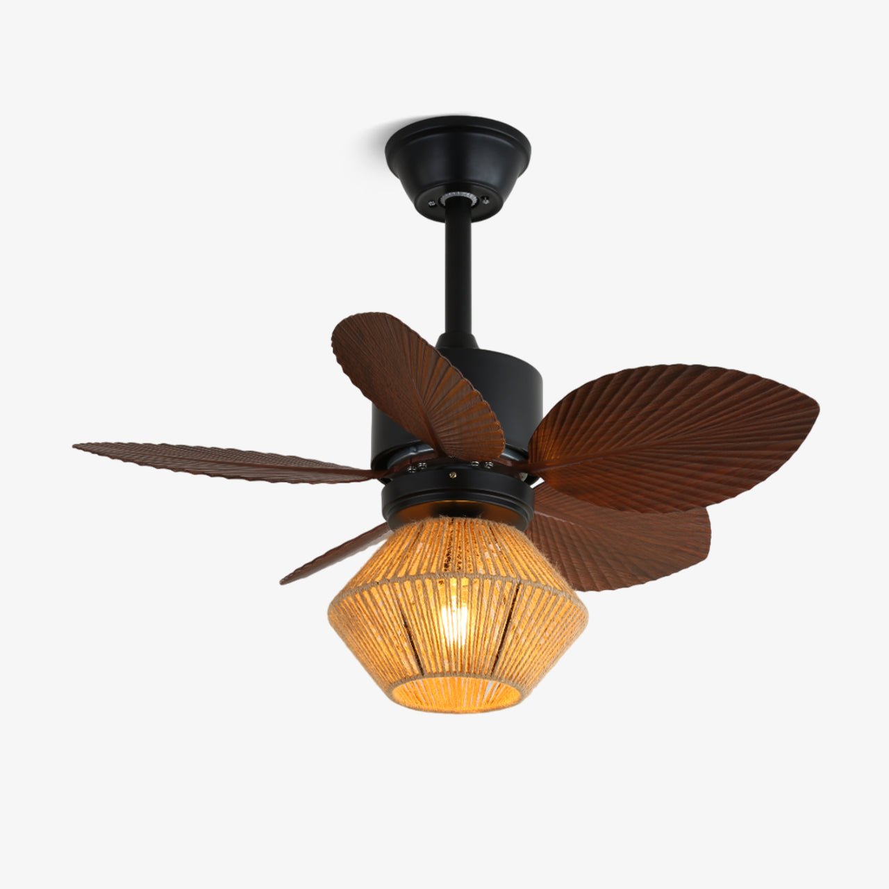 Plafonnier Ventilateur | Abat-jour Corde de Chanvre, Pales en ABS 1