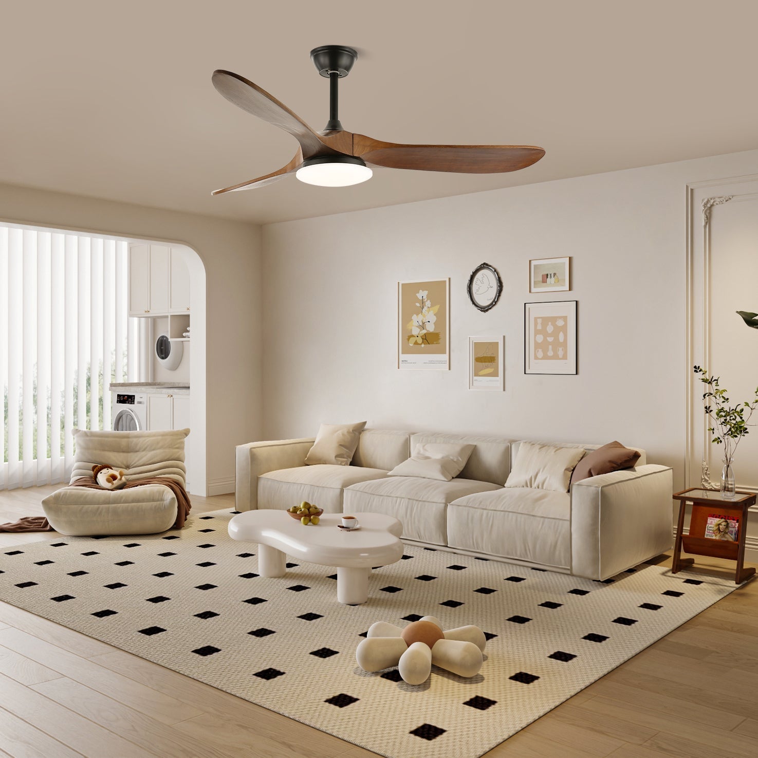 Plafonnier Ventilateur | Pales En Bois, Éclairage LED Intégré 6