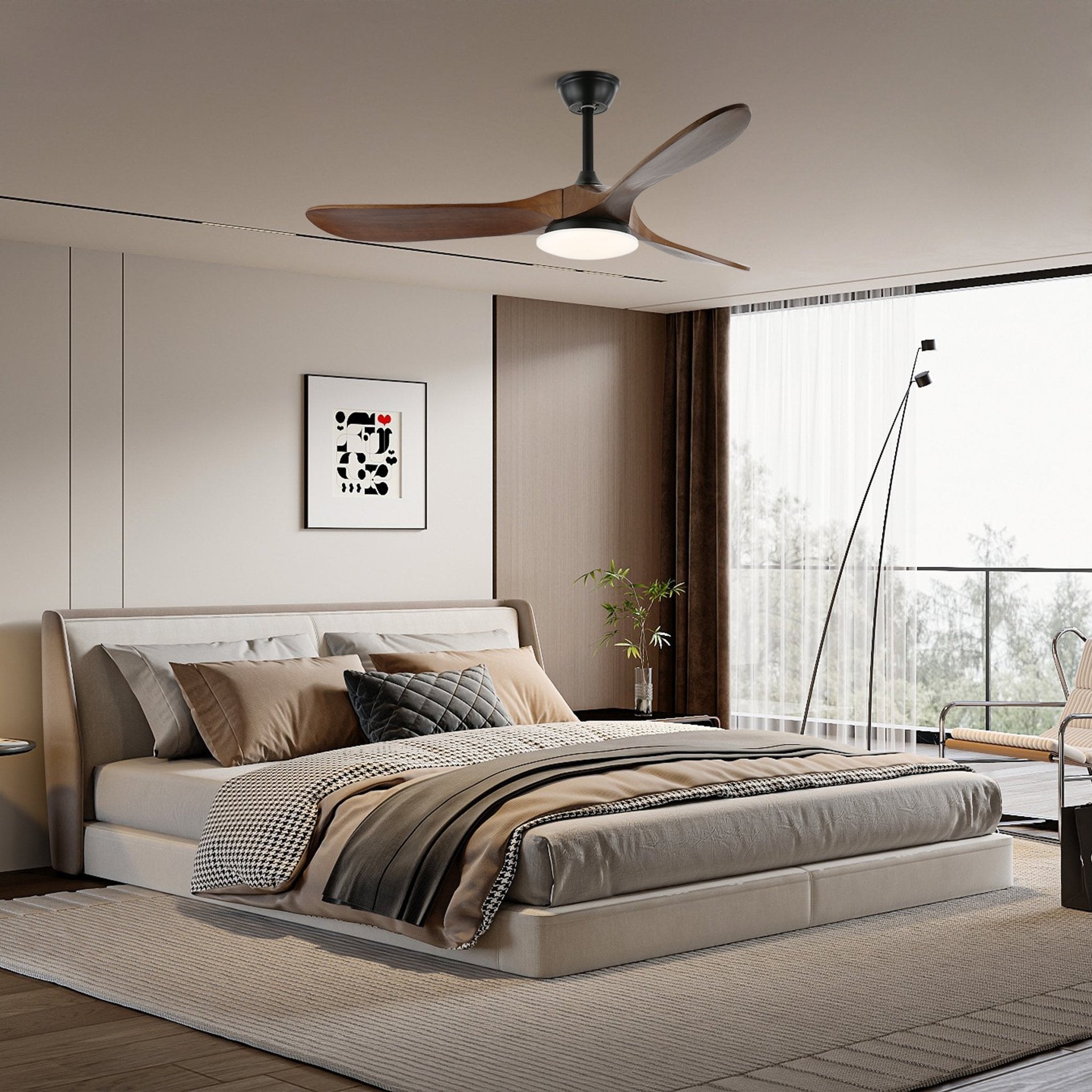 Plafonnier Ventilateur | Pales En Bois, LED Intégrée 7