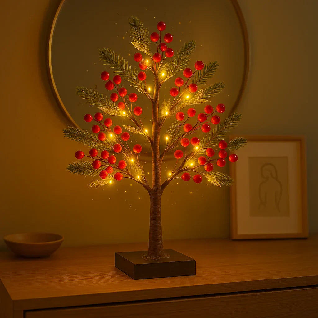 Arbre à fleurs LED BerryGlow en Rouge – pour salon ou bureau
