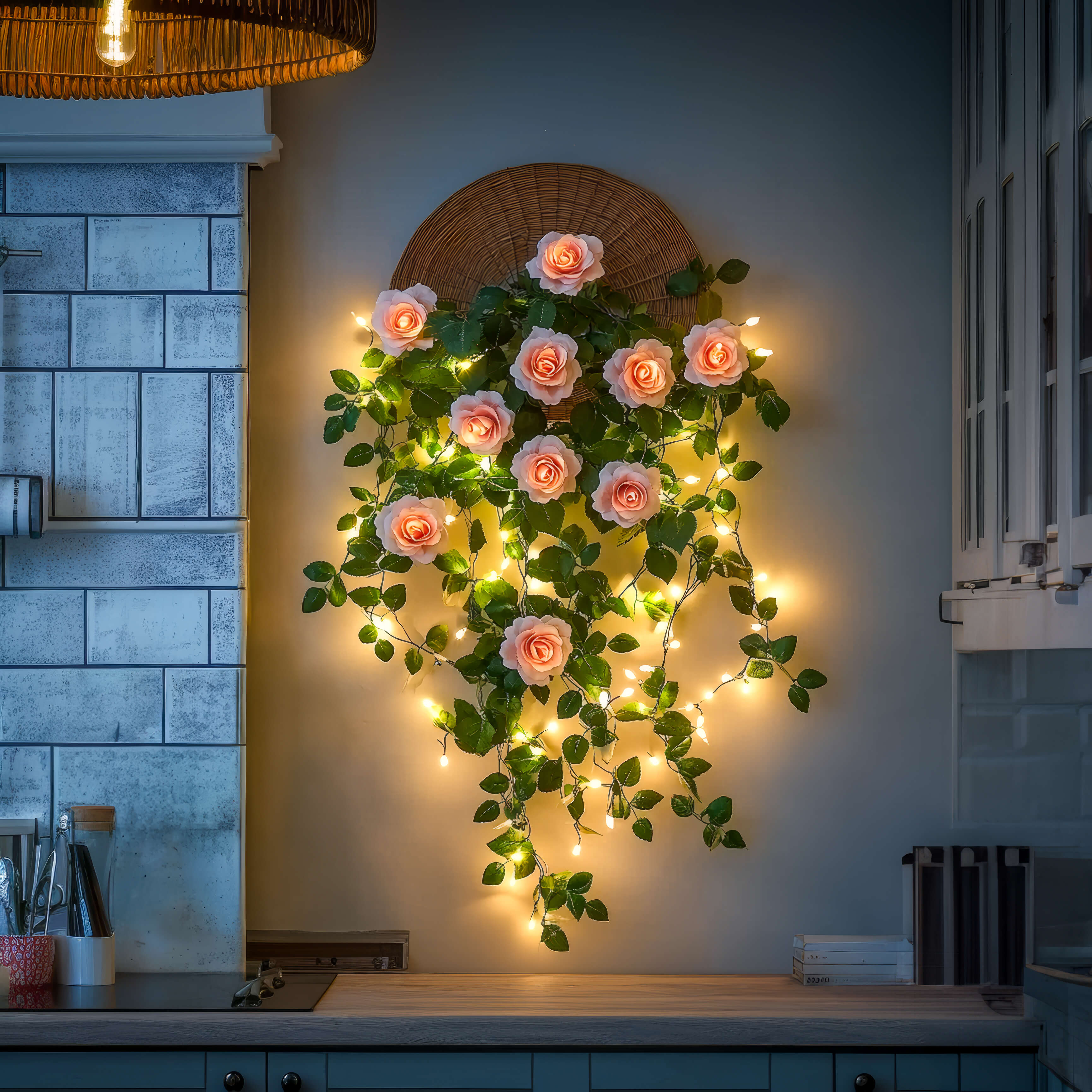 RoseGlow Bloom – Guirlande LED décorative rose pour intérieurs