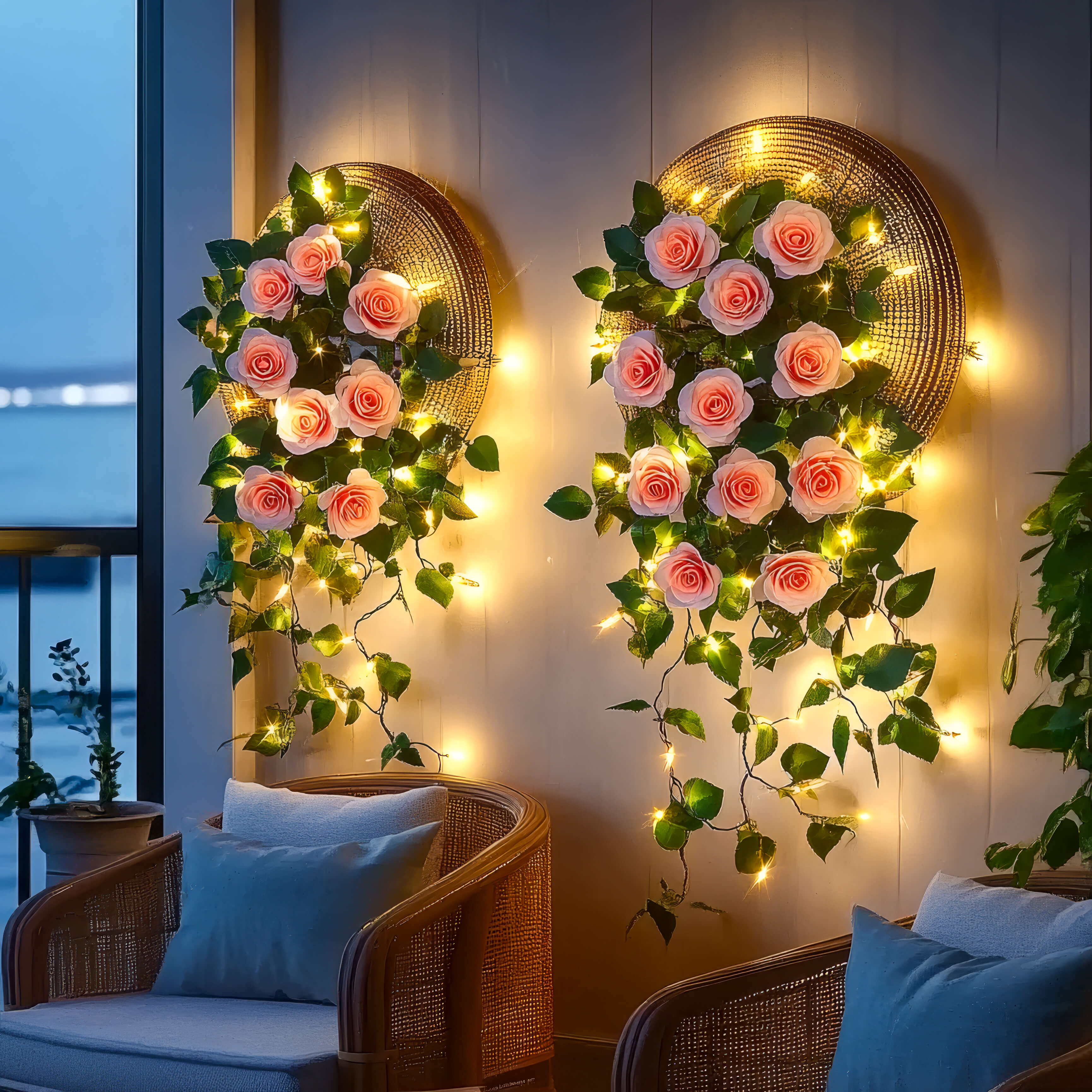 RoseGlow Bloom – Guirlande LED décorative rose pour intérieurs