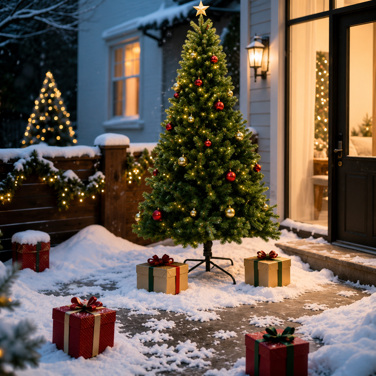 Sapin de Noël Artificiel 6-7 Pieds Réaliste avec Lumières Blanches et Branches à Charnière 3