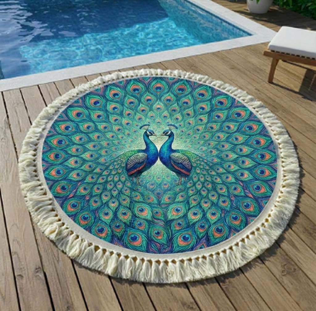 Serviette de Plage Ronde | Tissu Éponge, Séchage Rapide 0