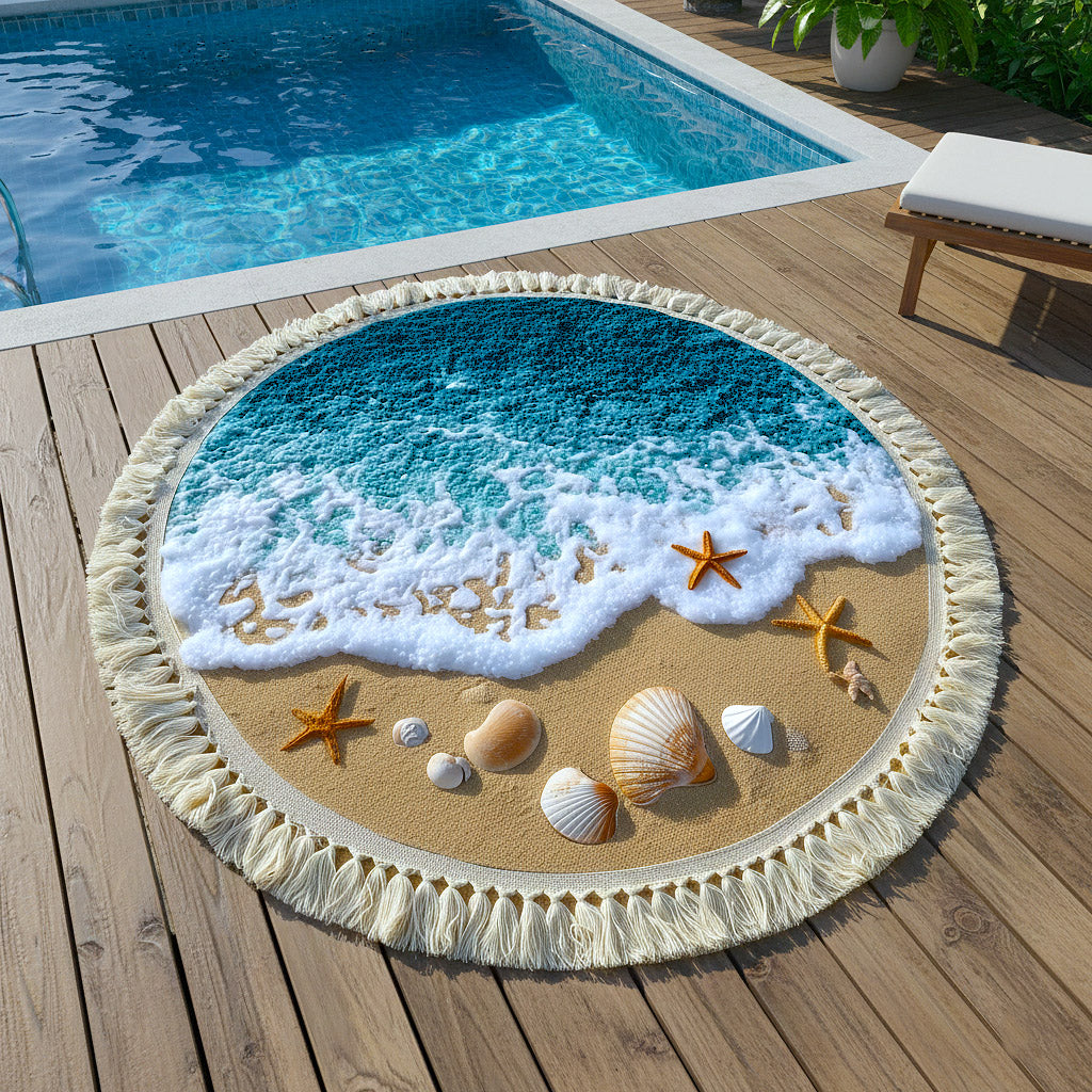 Serviette de Plage Ronde | Tissu Éponge, Séchage Rapide 0