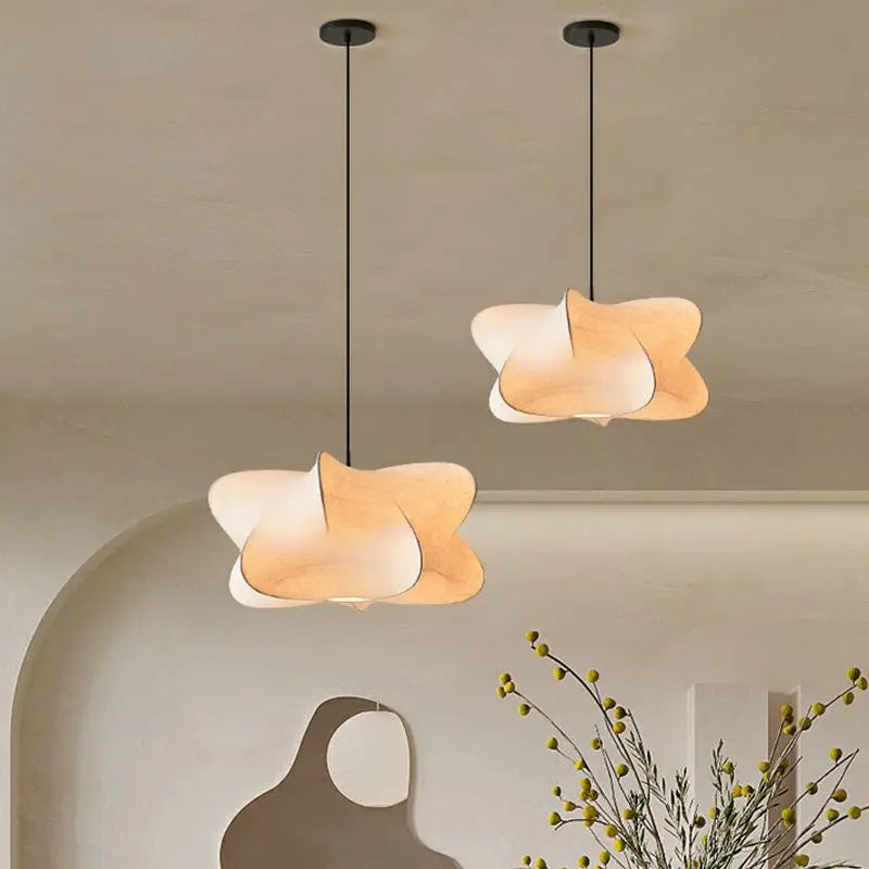 Suspension Japonaise en Soie LED Warm Blanc pour Salon